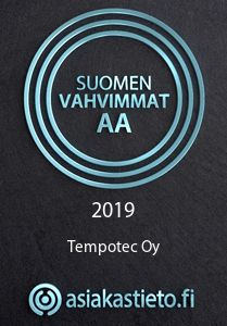 Suomen Vahvin sertifikaatti 2019 - tempotec oy
